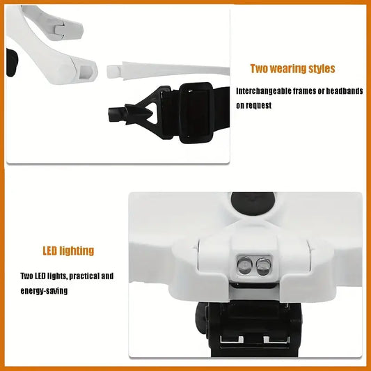 Head Mounted Magnifier with LED Lights