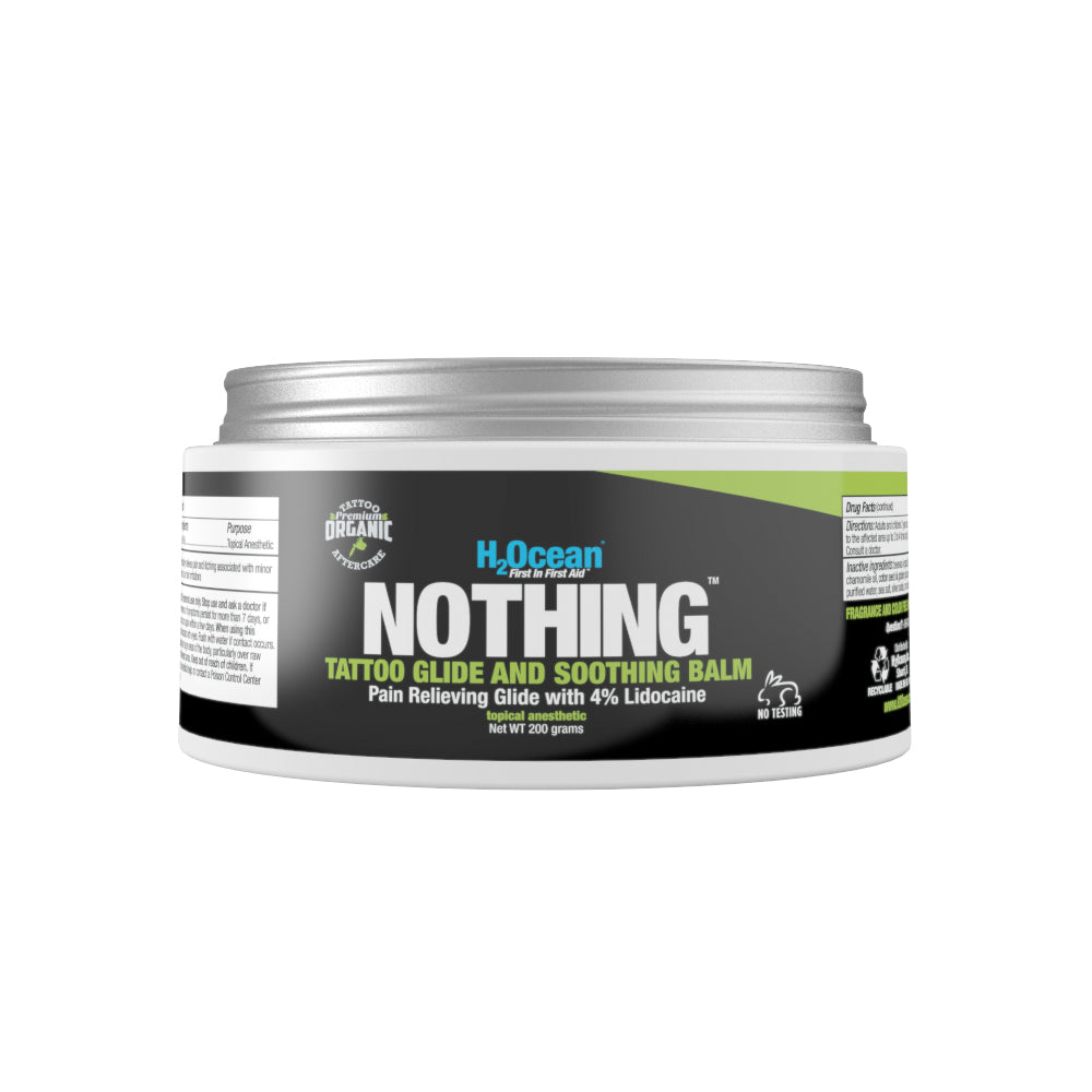 Nothing 4% Lidocaine - Tattoo Glide and Soothing Cream - 7oz Jar Before, During and After Procedure