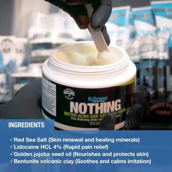 Nothing 4% Lidocaine - Tattoo Glide and Soothing Cream - 1oz Jar Before, During and After Procedure