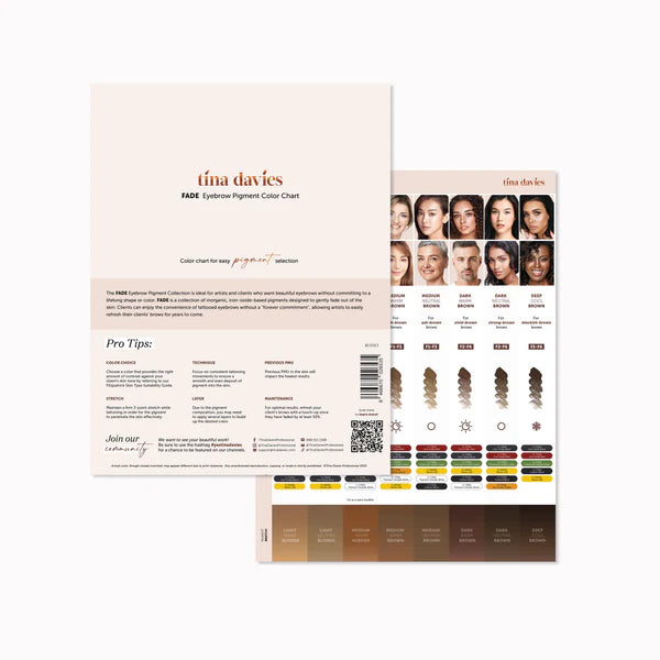 Tina Davies FADE Eyebrow Pigment Color Chart