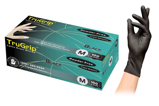 TruGrip Black LATEX Gloves - Medium