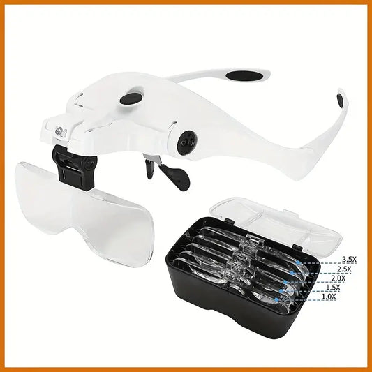 Head Mounted Magnifier with LED Lights